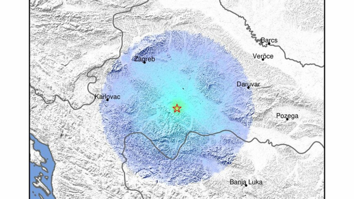 Két földrengés volt néhány másodperc alatt Horvátországban