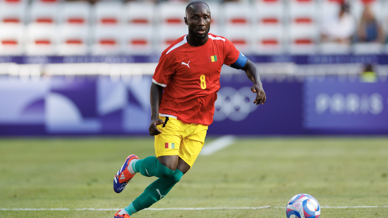 NICE, FRANCE - JULY 24: Naby Keita of Team Guinea during the Mens group A match between Guinea v New Zealand during the Olympic Games Paris 2024 at Stade de Nice on July 24, 2024 in Nice, France. (Photo by Marc Atkins/Getty Images)