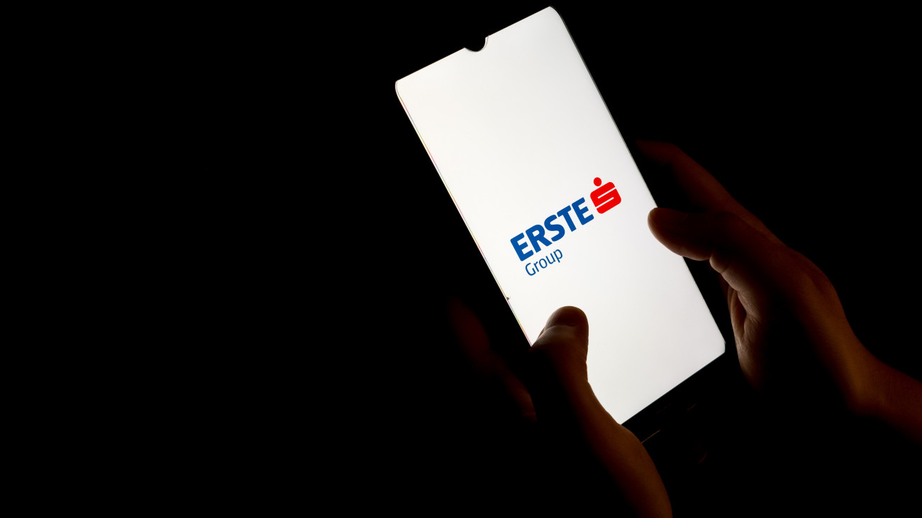 In this photo illustration an Erste Group logo seen displayed on a smartphone screen in Athens, Greece on November 2, 2023. (Photo by Nikolas Kokovlis/NurPhoto via Getty Images)