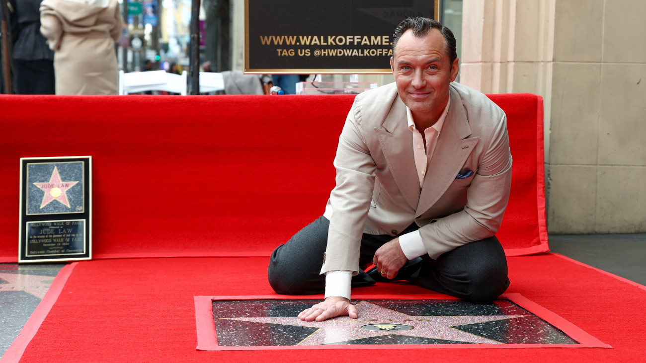 HOLLYWOOD, CALIFORNIA - DECEMBER 12: Jude Law attends his Hollywood Walk of Fame Star Ceremony on December 12, 2024 in Hollywood, California. (Photo by Tommaso Boddi/Getty Images)