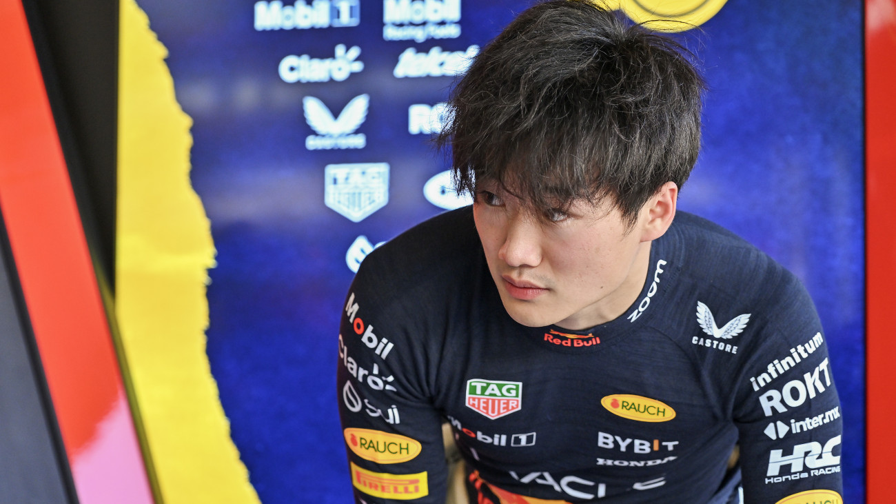 ABU DHABI, UNITED ARAB EMIRATES - DECEMBER 10: Yuki Tsunoda of Japan and Oracle Red Bull Racing in the garage during Formula 1 testing at Yas Marina Circuit on December 10, 2024 in Abu Dhabi, United Arab Emirates. (Photo by Vince Mignott/MB Media/Getty Images)