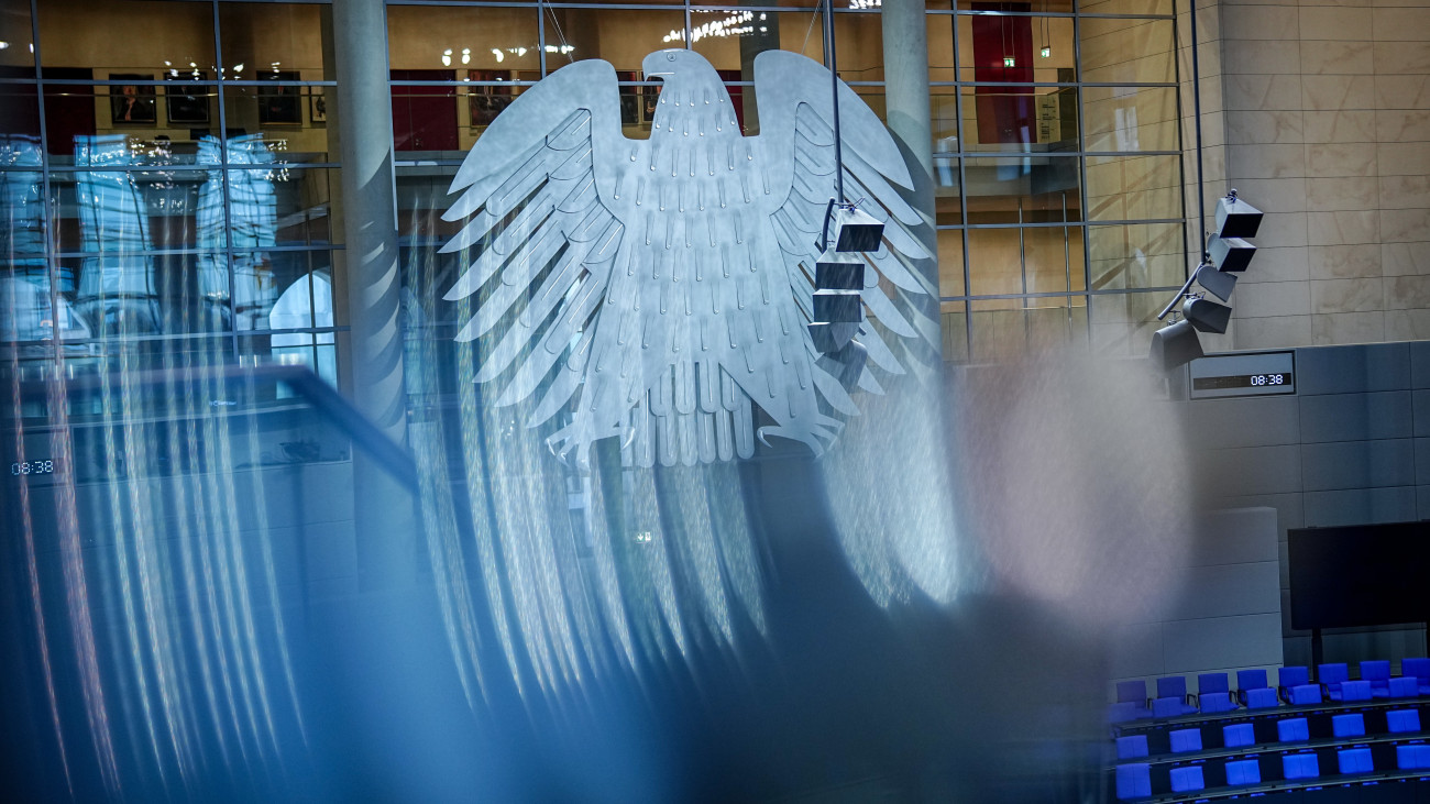 30 January 2025, Berlin: View of the federal eagle in the plenary of the Bundestag in the Reichstag building at the beginning of the session. Photo: Kay Nietfeld/dpa (Photo by Kay Nietfeld/picture alliance via Getty Images)