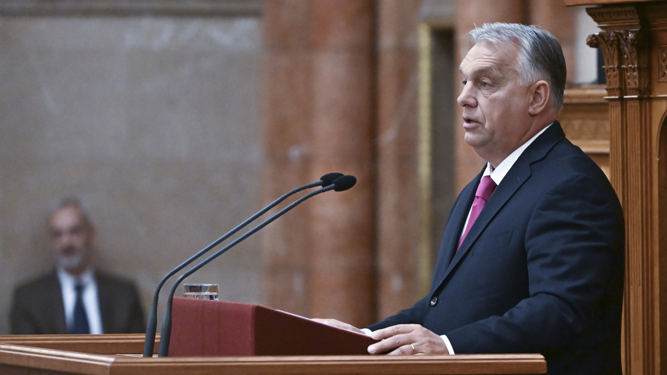 Orbán Viktor miniszterelnök napirend előtt szólal fel az Országgyűlés plenáris ülésén 2024. szeptember 30-án.
