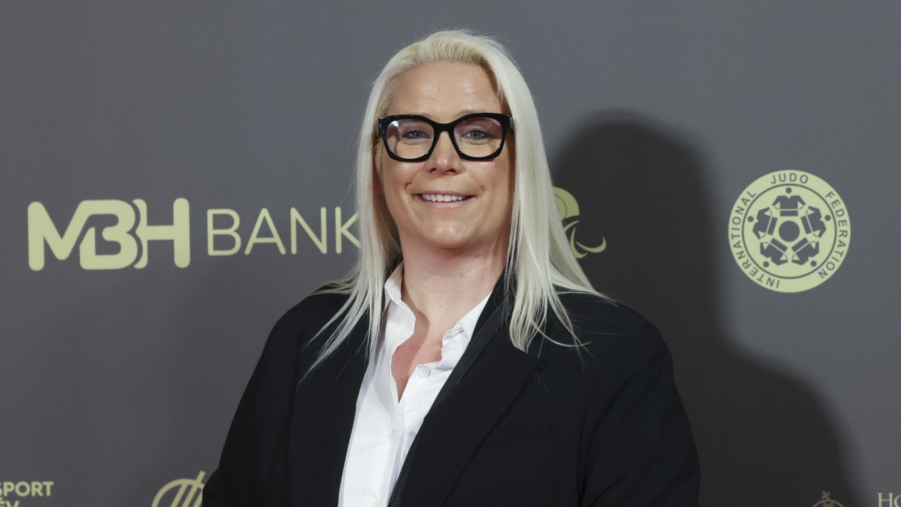 Risztov Éva olimpiai bajnok úszó az M4 Sport-Az Év Sportolója Gálán a Magyar Állami Operaházban 2025. január 13-án.