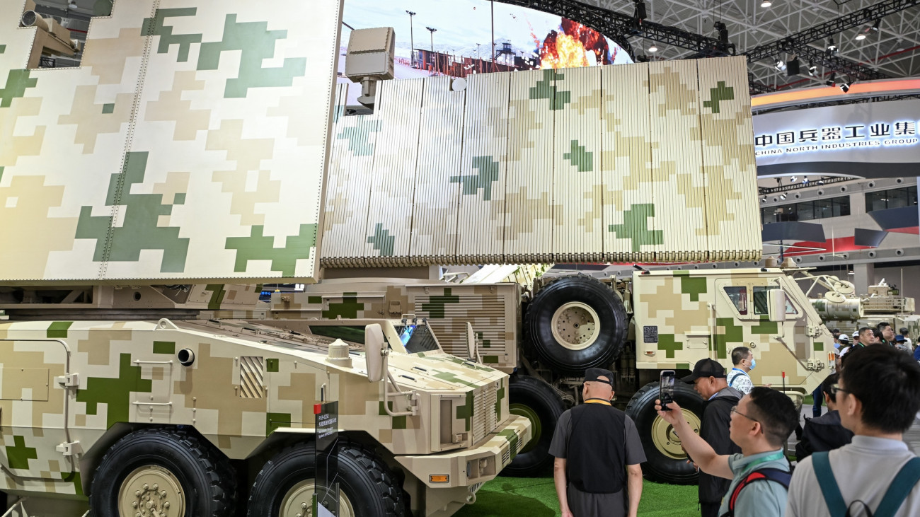 ZHUHAI, CHINA - NOVEMBER 13: Vehicle-based microwave weapon system is on display at the pavilion of Norinco Group on day 2 of the 15th China International Aviation and Aerospace Exhibition, or Airshow China 2024, on November 13, 2024 in Zhuhai, Guangdong Province of China.