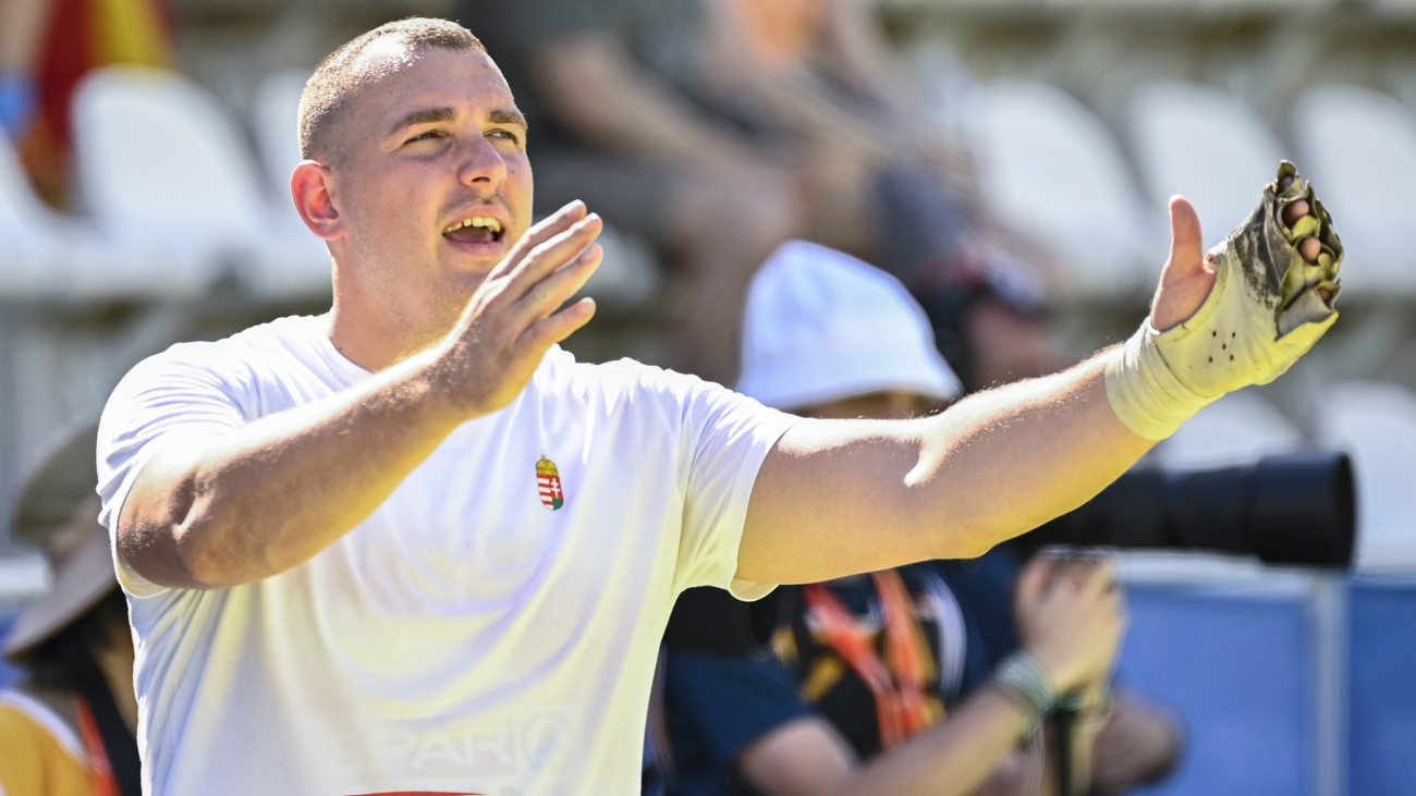 Halász Bence az atlétikai csapat Európa-bajnokság férfi kalapácsvetés versenyszámában Madridban 2025. június 27-én.