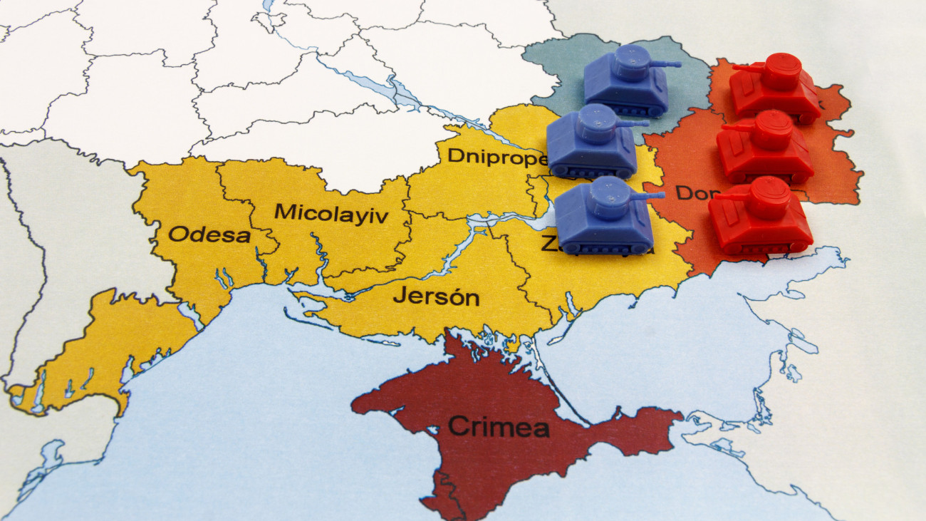 Map of War in Donbass, Ukraine with Tanks