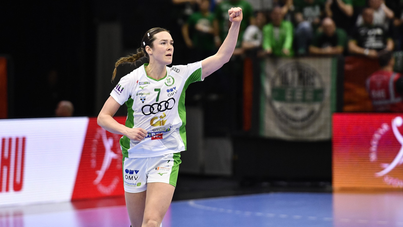 Kari Brattset Dale, a Győri Audi ETO KC játékosa a női kézilabda Magyar Kupa döntőjében játszott Győri Audi ETO - FTC-Rail Cargo Hungaria mérkőzésen a Tatabányai Multifunkciós Csarnokban 2024. március 10-én.