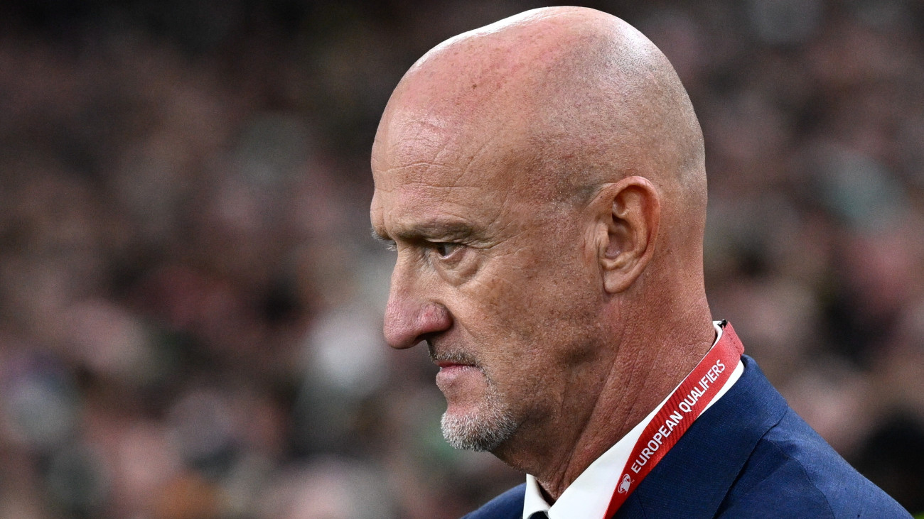 Marco Rossi, a magyar válogatott szövetségi kapitánya az Írország-Magyarország labdarúgó világbajnoki selejtező mérkőzésen a dublini Aviva Stadionban 2025. szeptember 6-án.