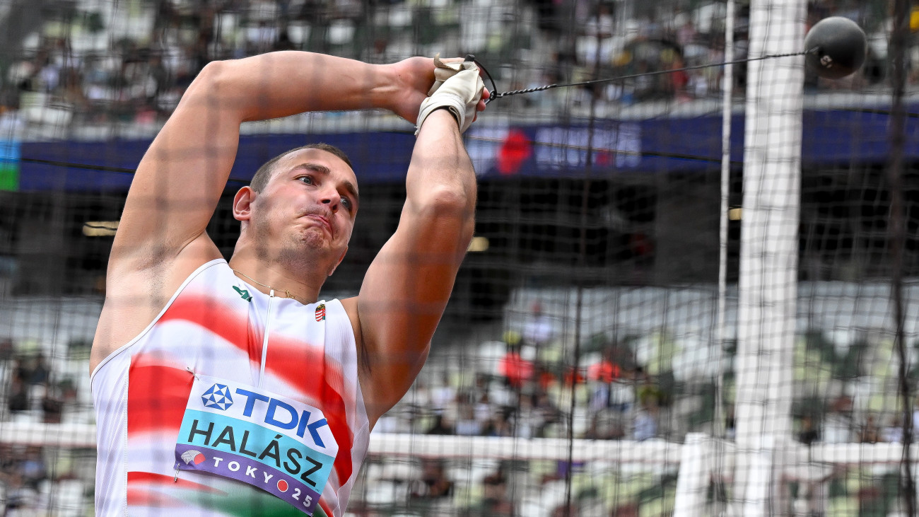 Halász Bence a férfi kalapácsvetés selejtezőjében a tokiói atlétikai világbajnokságon 2025. szeptember 15-én.