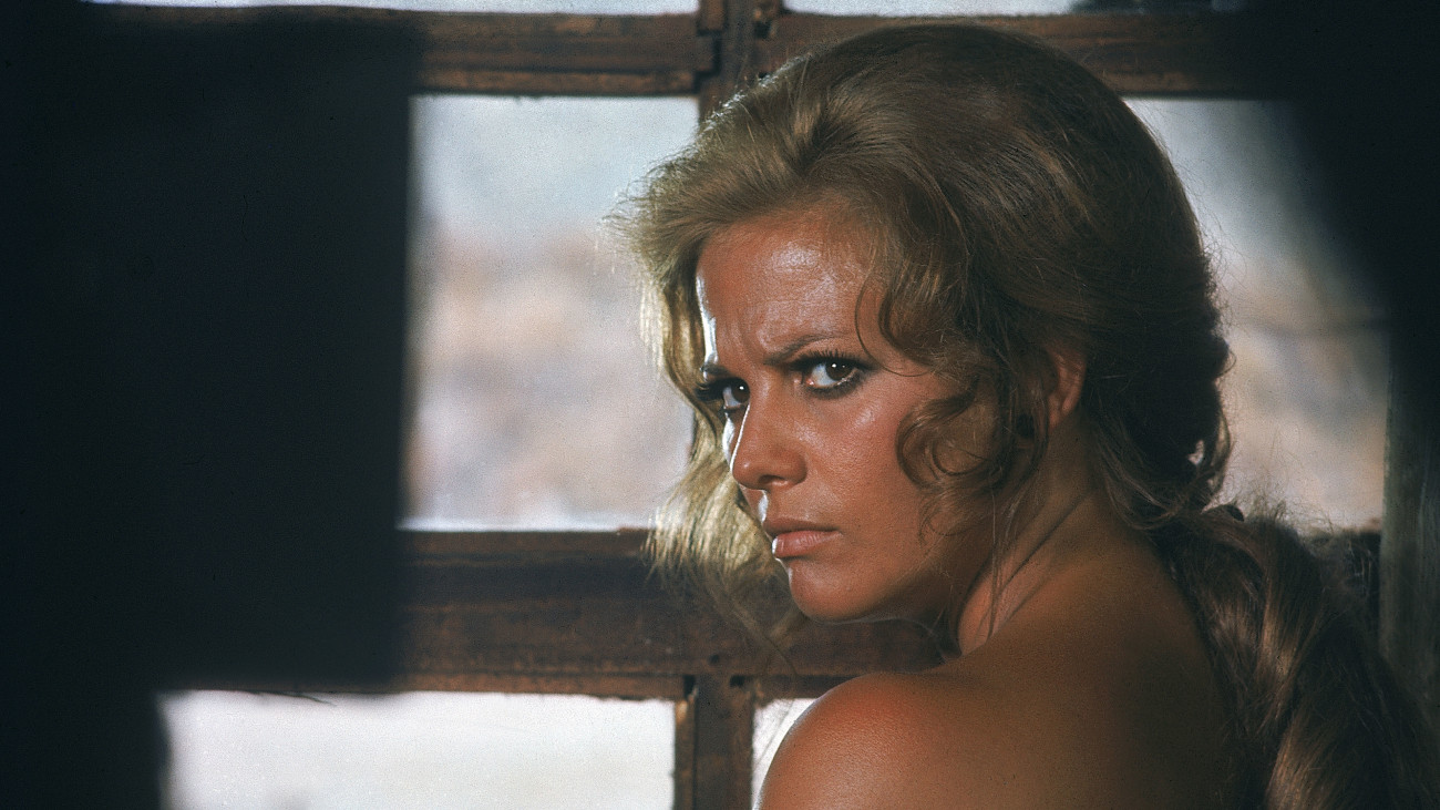 Italian actress Claudia Cardinale on the set of Cera Una Volta Il West (Once Upon a Time in the West), written, directed and produced by Sergio Leone. (Photo by Sunset Boulevard/Corbis via Getty Images)