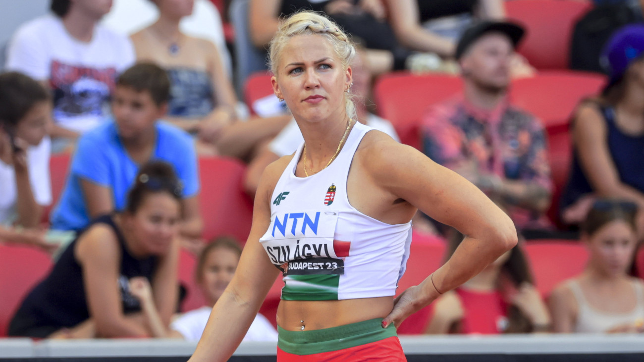 Szilágyi Réka a női gerelyhajítás selejtezőjében a budapesti atlétikai világbajnokságon a Nemzeti Atlétikai Központban 2023. augusztus 23-án.