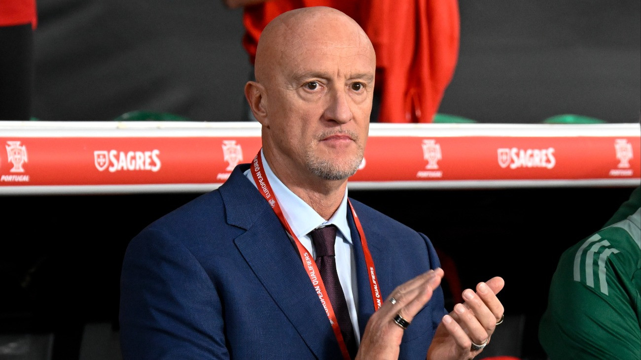 Marco Rossi szövetségi kapitány a Portugália - Magyarország labdarúgó világbajnoki selejtezõ mérkõzésen a lisszaboni Estádio José Alvalade stadionban 2025. október 14-én.