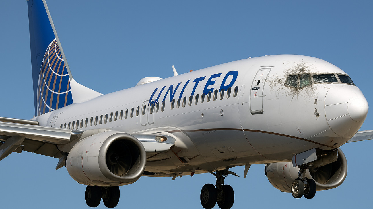 Illusztrációs kép egy megsérült amerikai repülőgépről, amelyet űrszemét találhatott el.