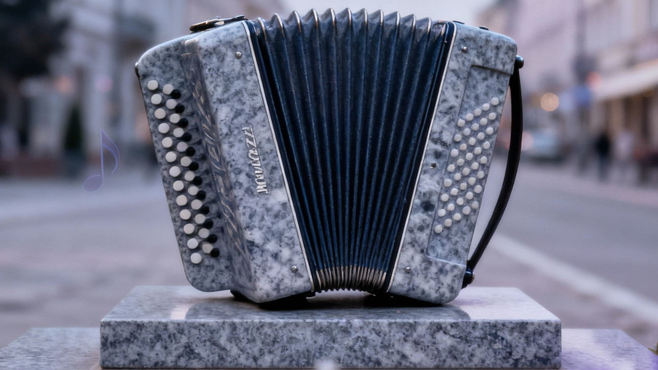 Stilizált kép, amely egy utcazenész halálára készült.