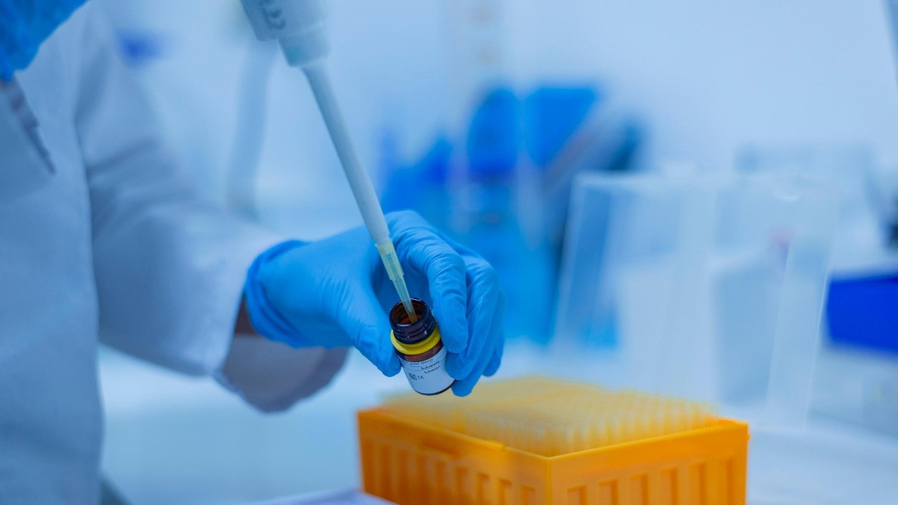 Laboratórium, pipetta, kutatás, kémia.