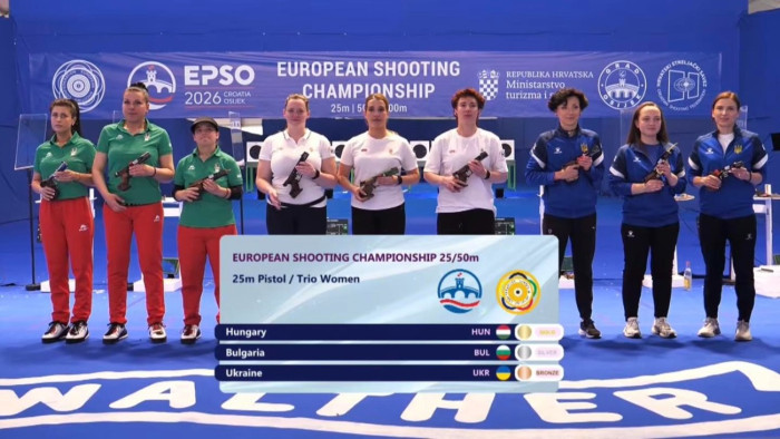 Európa-bajnok a női sportpisztolyos trió