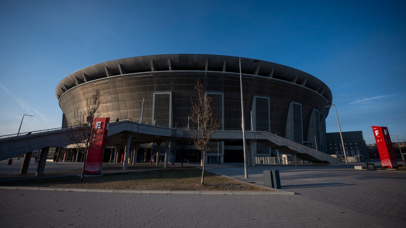 Budapest, 2026. február 27.A Puskás Aréna 2026. február 27-én. A Puskás Arénában rendezik a labdarúgó Bajnokok Ligája döntõjét 2026. május 30-án.