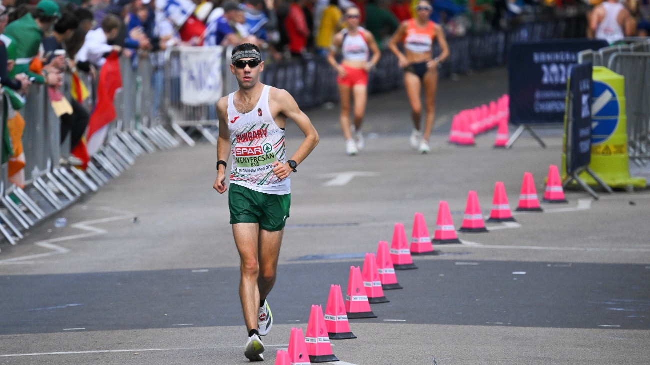 Venyercsán Bence a férfi maratoni gyaloglásban a birminghami atlétikai Európa-bajnokságon 2026. augusztus 15-én.