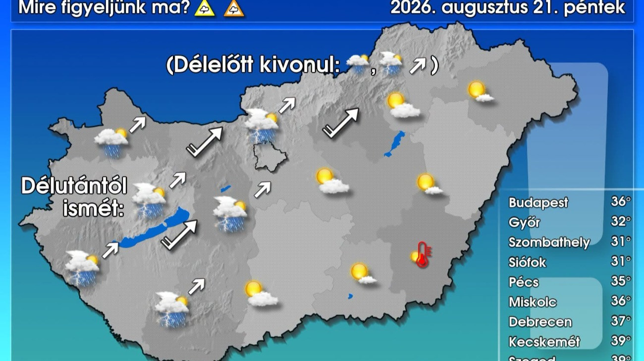 Időjárási térkép a HungaroMet oldaláról.