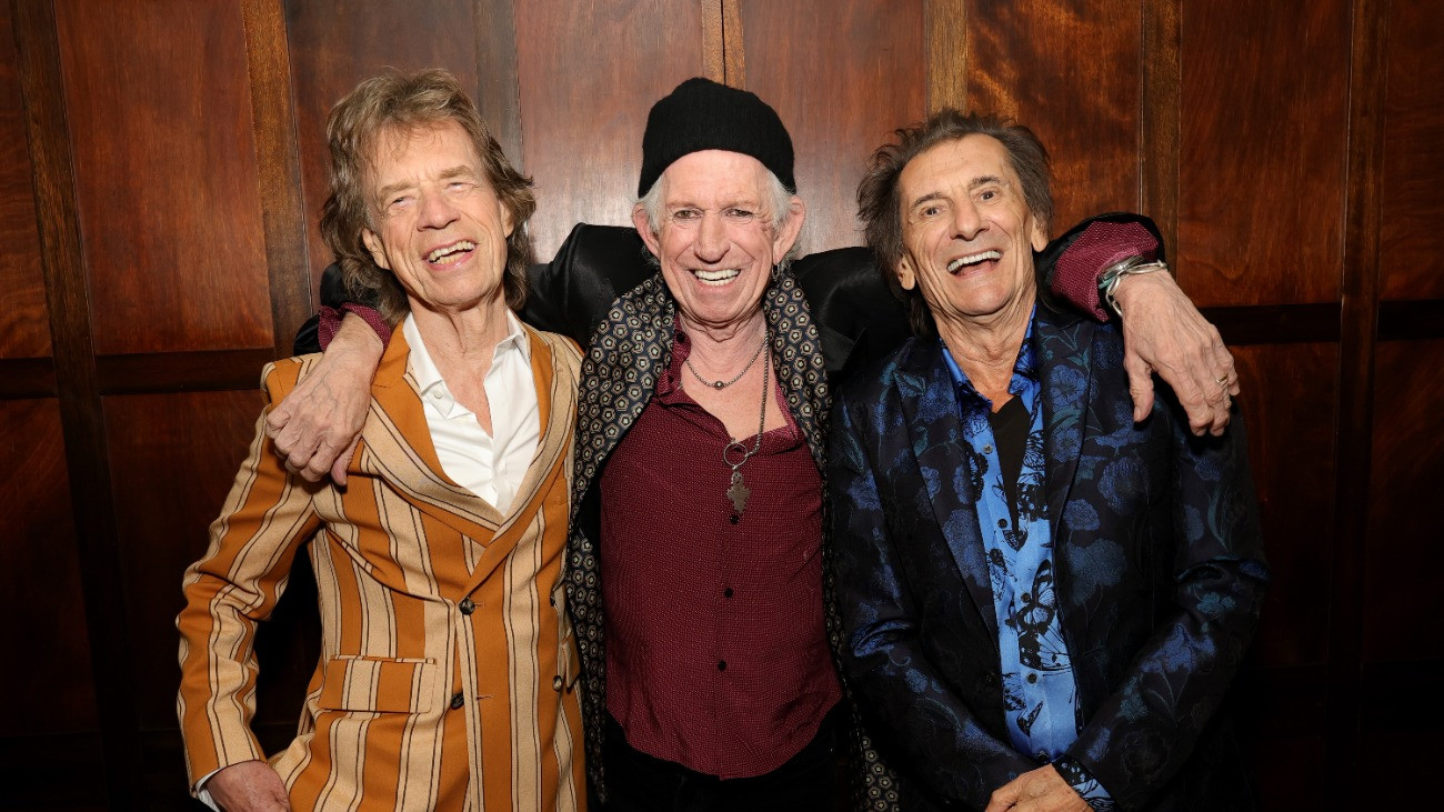 BROOKLYN, NEW YORK - MAY 05:  Mick Jagger, Keith Richards and Ronnie Wood pose backstage during the exclusive launch event of The Rolling Stones new album âForeign Tonguesâ at Weylin on May 5, 2026 in Brooklyn, NY. (Photo by Kevin Mazur/Getty Images for UMG)